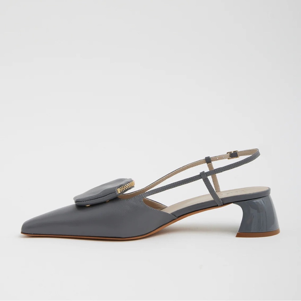 TIBI Victor Slingback Pumps Sz 8 39 Dark gray leather